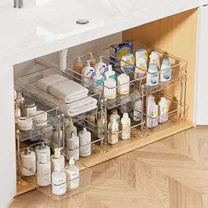 Vtopmart 4 Pack Pull Out Bathroom Under Sink Organizer (S-Standard)