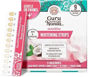 GuruNanda Sensitive Teeth Whitening Strips, Gentle & Safe, 9 Day Treatment