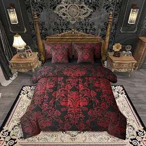 Erosebridal Gothic Damask Comforter Set 7 Piece Bed in A Bag Twin