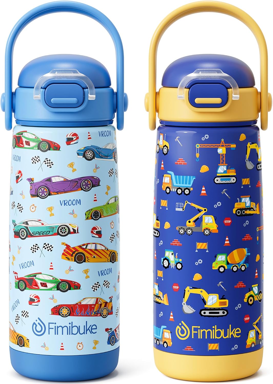 Fimibuke 18oz Kids Water Bottle Insulated Stainless Steel Toddler Cup 2 PCS