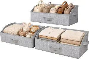 WUIKE Trapezoid Closet Storage Bins, Herringbone Gray, Extra Large, 3-Pack