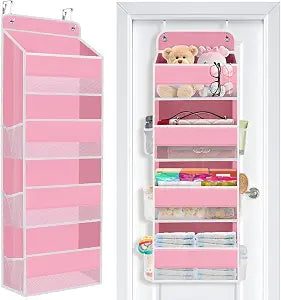 Over the Door Organizer, 4 Large Pocket Hanging Storage with 40lb Capacity