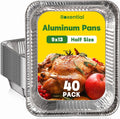 9x13 Aluminum Pans [40 Pack], Extra Heavy Duty Half Size Disposable Aluminum Foil Pans, Deep Baking Pans for Cooking, Roasting, Heating, and Steam Tables