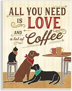 Love Coffee Cats Dogs Letter, 13 x 19 Inch Mounted Print on Wall Plaque