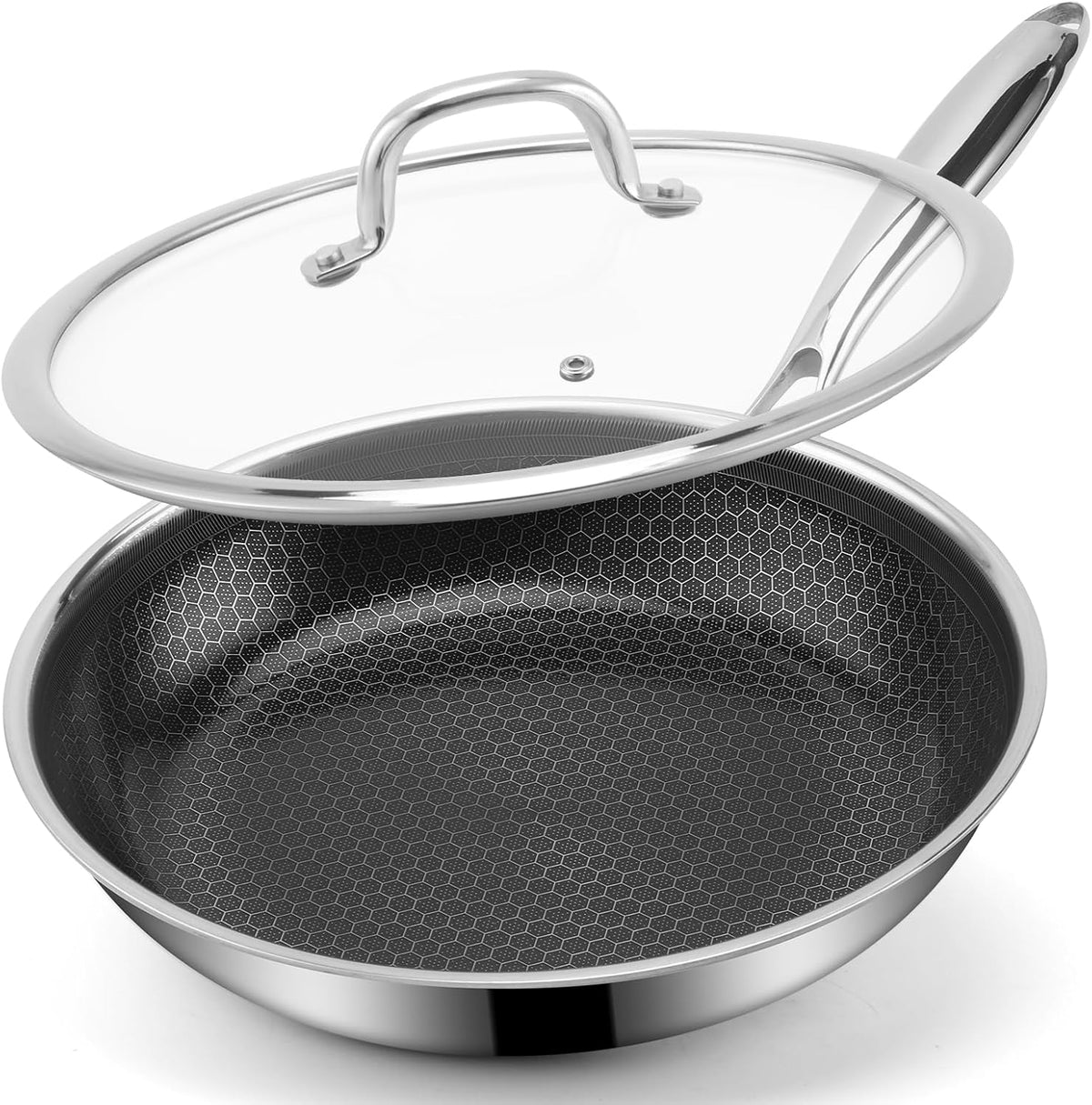 Ranbomer 10 Inch Lid Hybrid Ceramic Non Stick Frying Pan,With All Cooktops.