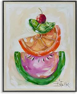 Stacked Fruit Slices Kitchen, 11 x 14 Inch Framed Gicle Print