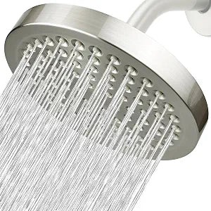 High Pressure Rain Shower Head - High Flow Rainfall Showerhead - Luxury Modern Look - Pressure Boosting Bathroom Shower Heads (6 inches, Brushed Nickel)