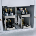 DEKAVA 2 Pack Under Sink Organizer, 2-Tier Sliding Cabinet Basket, Grey