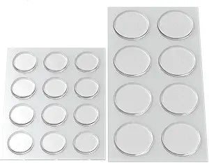 Round Clear Adhesive Bumpers Combo (Large, Medium) - Transparent Self Stick Rubber Pads for Glass Table Top, Furniture, Laptop, Mirrors - 20 PCs