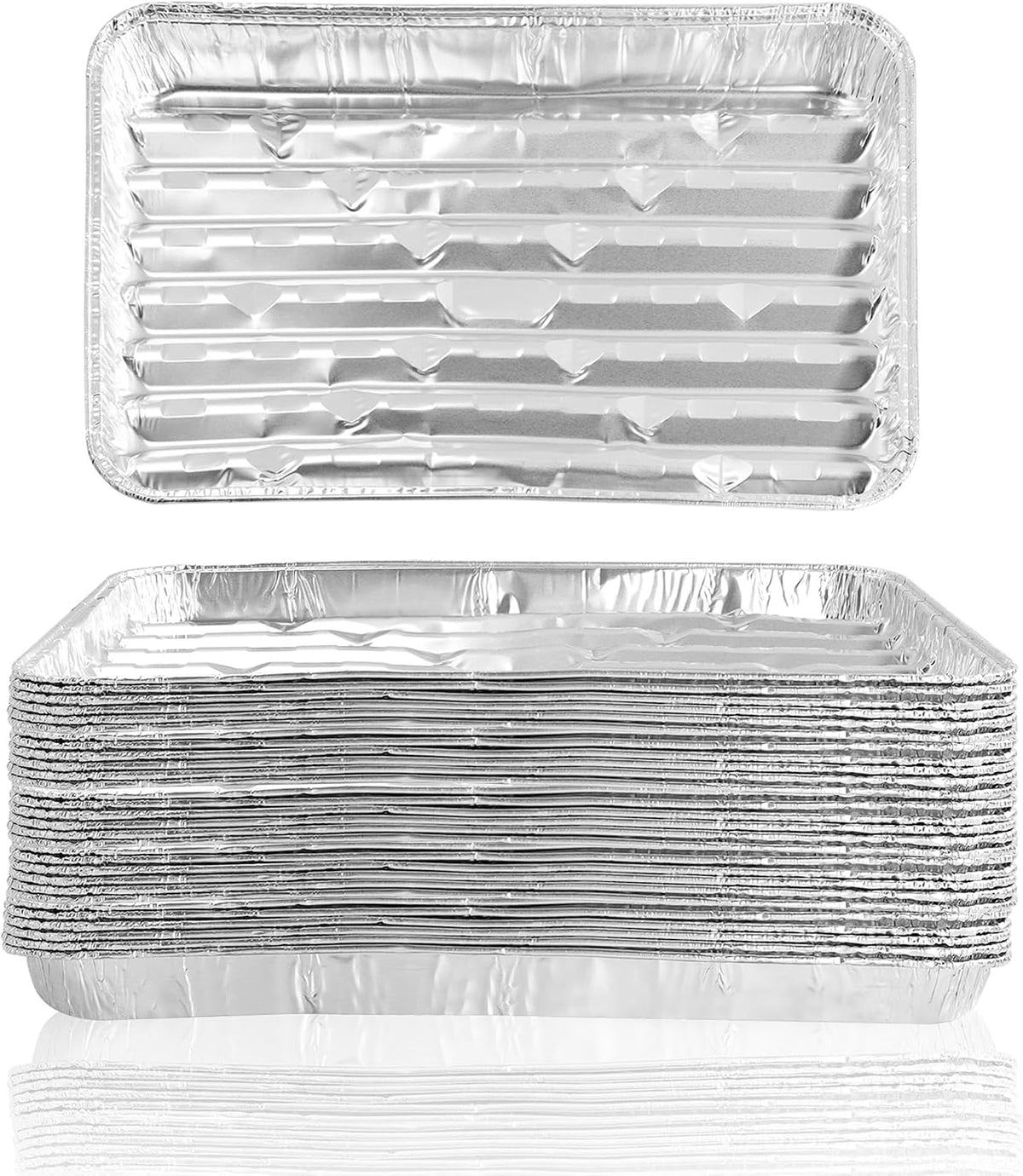 25 Pack Disposable Aluminum Broiler Pans for Oven 13 x 9 x 1 inch