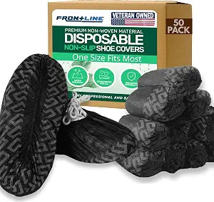 Non-Slip Shoe Covers Disposable, 50 Pack Black, One Size Fits Most Booties