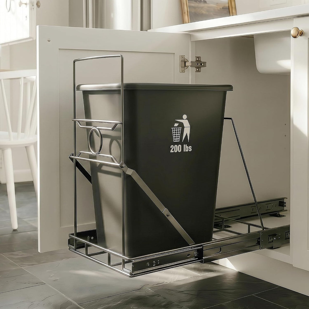 Under Sink Trash Can Pull Out, Fits Most 7-11 Gallon Bins, Bin Not Included