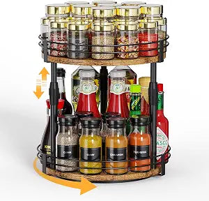 Across-Star Lazy-Susan-Organizer-Spice-Rack, Rotating Spice Organizer For Cabinet Pantry, Seasoning Holder Spice Shelf With Adjustable Height, Kitchen Counter Shelf Countertop Organizer
