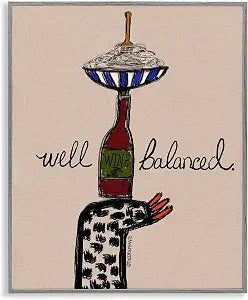 Wine and Pasta Balance Humor, 16 x 20 Inch Framed Gicle Print