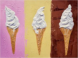 Trademark Fine Art Canvas Wall Art - Alice Straker 'Ice Creams On Neapolitan' Wall Art for Living Room, Bedroom, or Office Dcor