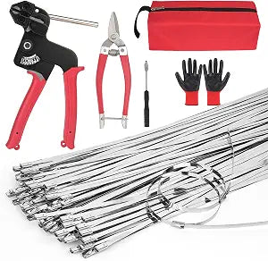 105-Piece Cable Tie Gun Kit,11.8 in 304 Stainless Steel Zip Ties