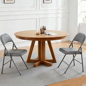 Simple Deluxe Dining Chairs Set of 2, Leather Cushion Foldable Modern Kitchen Side Chair with Padded Back& Metal Legs, Upholstered Dinner Seat Gift for Home/Living Room/Bedroom/Restaurant, Grey