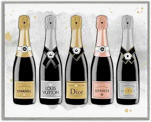 Glam Champagne Wine Bottle, 16 x 20 Inch Framed Gicle Print