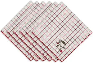 DII Holiday Sprigs Dining Table & Kitchen Dcor, Napkin Set, 20x20, Red Berry Sprig, 6 Piece
