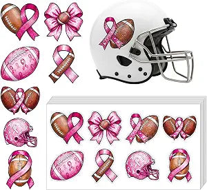 25Pcs Breast Cancer Helmet Decals Football Pink Ribbon Breast Cancer Awareness Stickers Waterproof Laptop Decals for Baseball Hockey Football Accessories