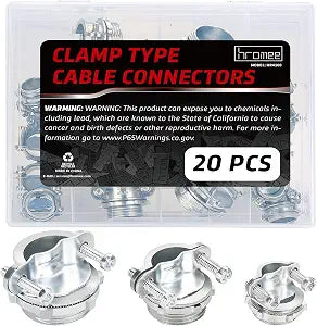 Hromee Cable Connectors, 20PCS 1/2" 3/4" 1 Clamp Type Cable Connectors Assortment for Metallic Conduit Protect Cables