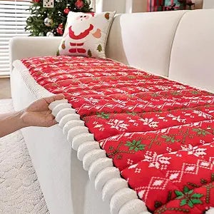 Plush Warm Sofa Cover, Pet Couch Covers for Loveseat, Sofa Covers for Pets Washable, Non-Slip Christmas Couch Cover for Dogs, Dog Couch Protector for Christams(1PC, Light Red, 27.6"59")