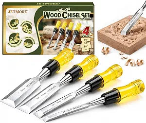 JETMORE Wood Chisel, 4 Piece CR-V Steel Blades Wood Chisel Sets Woodworking