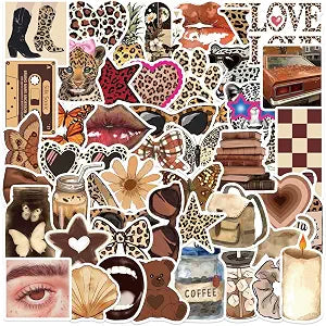 50Pcs Leopard Print Stickers Downtown Girl Vintage Leopard(Leopard Print)