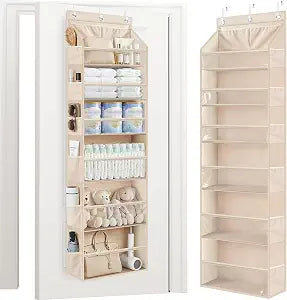 STORAGE MANIAC Over Door Organizer Hanging Shelves Large Clear Deep Pockets