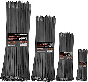 Zip Ties Assorted Size,8+12+14+18 Inch Double Sided Toothed,100 LBS Tensile Strength Heavy Duty Cable Wire Ties With Self-Locking Adjustable More Durable Nylon Tie Wraps for Indoor Outdoor400 Pack