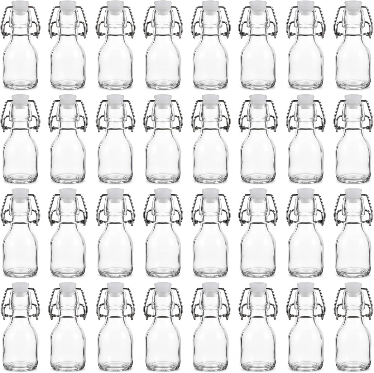 Kingrol 30 Pack 2 oz Glass Bottles with Swing Top Lids, Small Airtight Bottles for Vanilla Extract, Juice Shot, Maple Syrup, Mini Glass Bottles for Wedding Party Favors & DIY Gifts