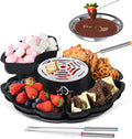 2 in 1 Electric Sâ€™mores Maker & Fondue Pot, Tabletop Indoor Smores kit with 4 Roasting Forks, 4 Detachable Trays & 1 Flameless Temperature-controlled Heater, Movie Night Supplies & Housewarming Gifts