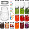 16 Pack Regular Mouth Mason Jars 16 oz with Lids,Pint Canning Jars with Metal Lids and Bands, Vintage Glass Mason Jar for Centerpieces,Preserving,Fermenting,Jelly, Jam,Candy, DIY Crafts