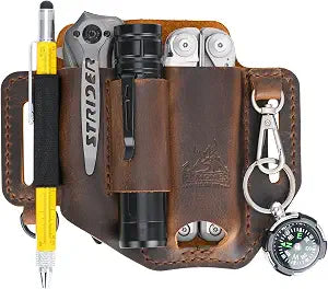 FLYHOMES Leather Multitool Sheath, Fits 4"&4.5" Multi Tool, EDC Belt Pouch
