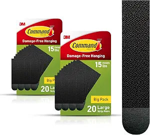 Command 15 lb Large Picture Hanging Strips 40 Pairs, (80 Command Strips) Damage Free Hanging Picture Hangers, No Tools Great for Home Decor, Black Adhesive