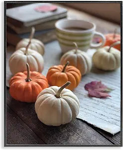Cozy Pumpkin Harvest Coffee Mug, 16 x 20 Inch Framed Gicle Print
