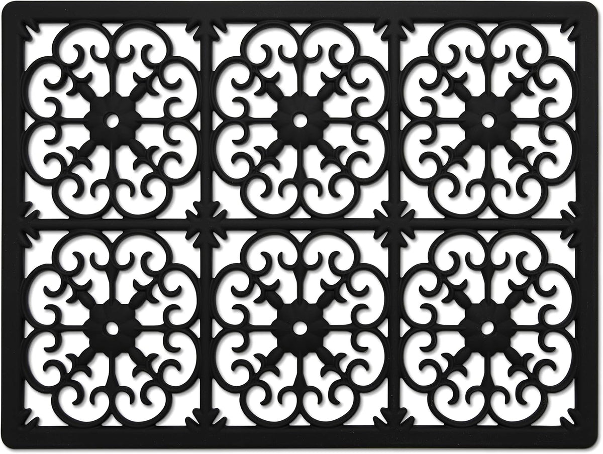 GASARÉ Extra Large, Thick, Silicone Trivet for Hot Dishes, Pots, and Pans, Heat Resistant Mat for Countertop, Hot Pad for Kitchen, Easy to Clean, 16 x 12 x 3/8 Inches, Black
