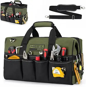 HISEA Heavy Duty Tool Bag 20 Pockets, 16-Inch Portable Tool Box Organizer