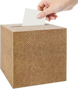 Burlap Print Card Box 7.9In Gift Cards Receiving Box Holder Neutral Kraft Diaper Raffle Ticket for Baby Showers Bridal Shower Birthday Anniversaries Wedding Engagement Party Supplies