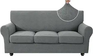 XINEAGE Stretch 4 Piece Couch Cover for Sofa, Sofa Cover for Dog,Light Gray
