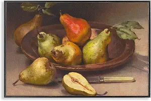 Classic Pears Still Life Kitchen, 12 x 18 Inch Framed Gicle Print