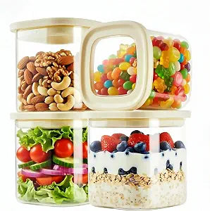 4pcs Square Glass Food Storage Containers with Glass Lids 24fl.oz
