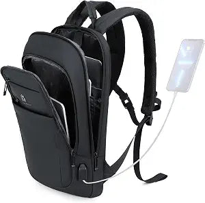 Caoroky knight Backpack Laptop Men 15.6 inch Slim Work Business Backpacks with USB Charging Port Mens Travel Bag Bookbag (Black, Medium)