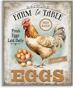 Vintage Farm Eggs Farmhouse, 11 x 14 Inch Framed Gicle Print