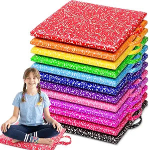 Kathfly 12 Pcs 12'' Square Floor Cushions for Classroom, Rainbow
