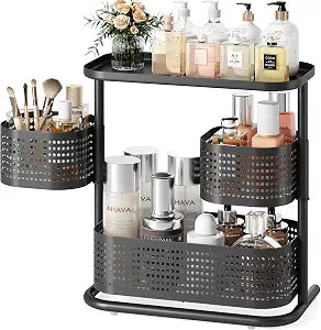KINGRACK Metal Bathroom Counter OrganizerRotating Countertop Storage Shelf