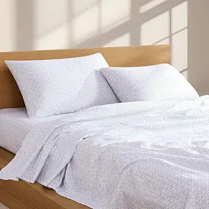 100% Cotton Flannel Sheet Set,Brushed Cotton for Extra Softness, Warm & Cozy Queen Size 4-Piece Bedding Set, Up to 14" Deep Pocket, Easy Care, Frosty Crystal by Linen Closet