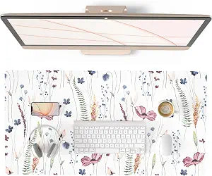 QiyI PU Leather Large Mouse Pad, Office Decor, 31.5" x 15.7", Wildflowers