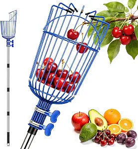 Fruit Picker with Basket, 4070 Inch Adjustable Pole