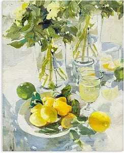 Fresh Kitchen Lemons Spread, 16 x 20 Inch Canvas Wall Art